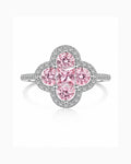 Rosalie Pink Mixed Cut Clover Ring in Sterling Silver