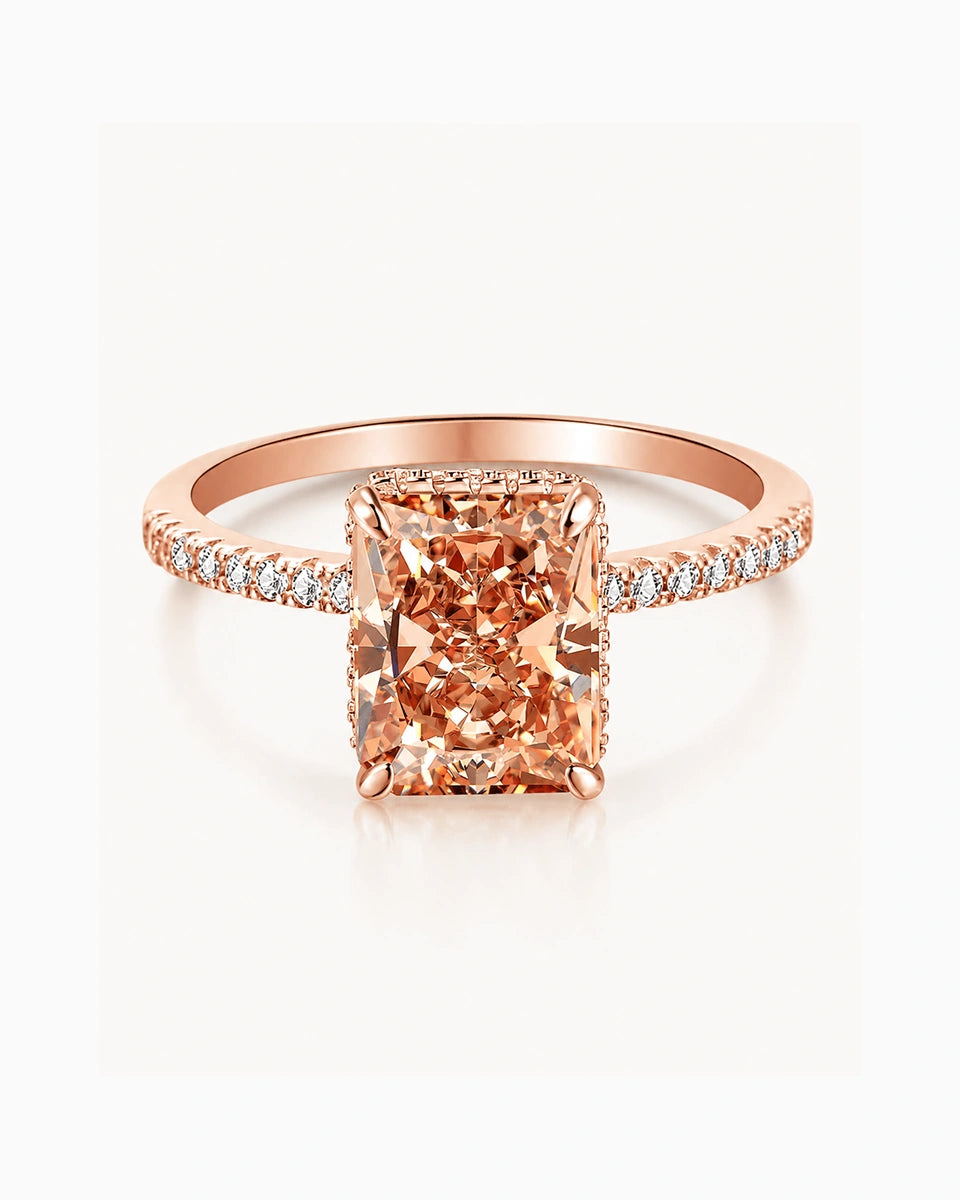 Marcelline Champagne Radiant Cut Ring in Sterling Silver