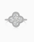 Amara Mixed Cut Halo Ring in Sterling Silver