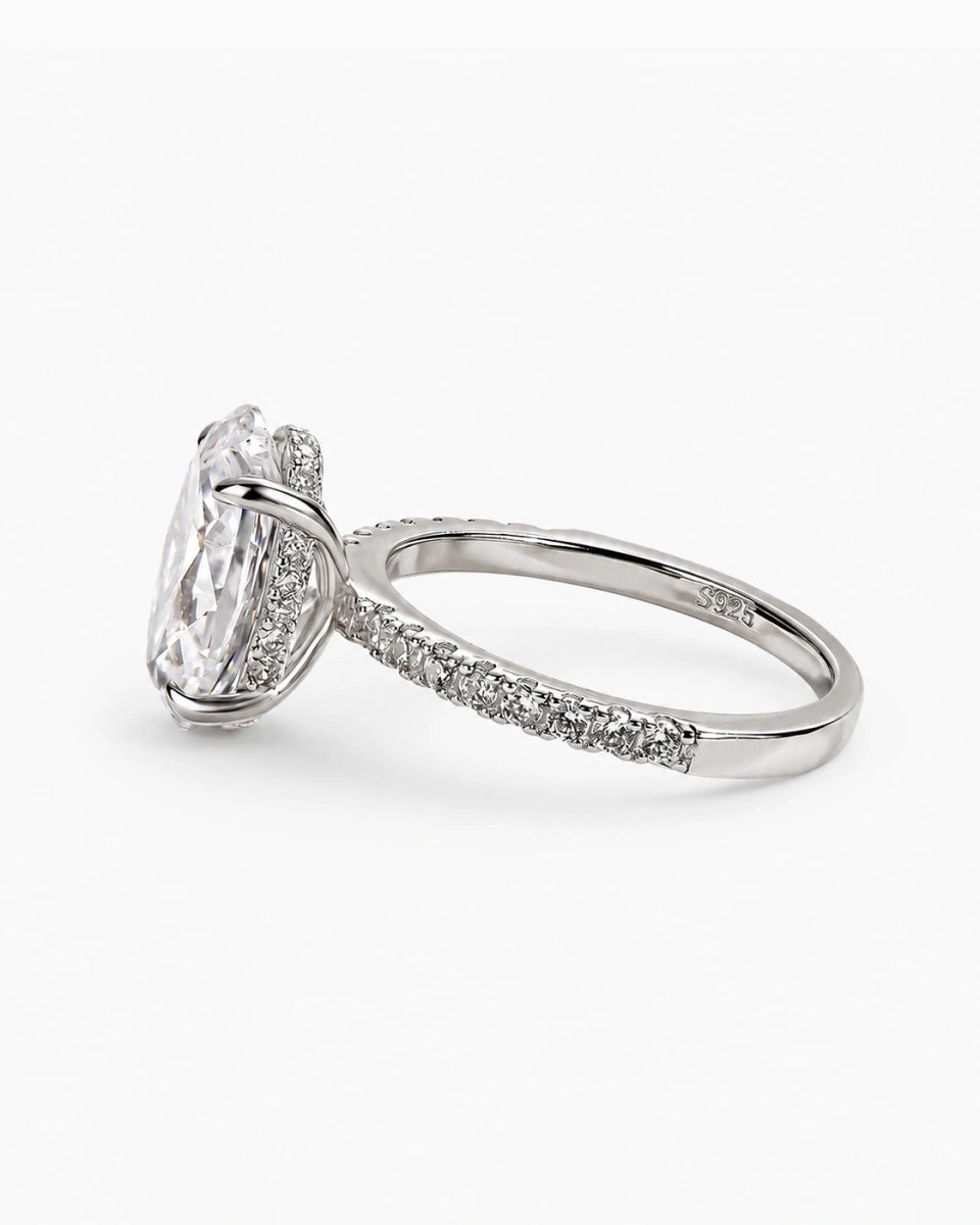 Elara Oval Cut Engagement Ring in Sterling Silver