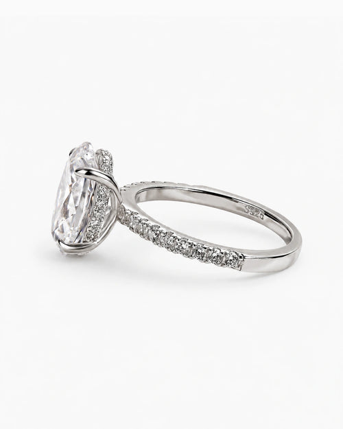 Elara Oval Cut Engagement Ring in Sterling Silver