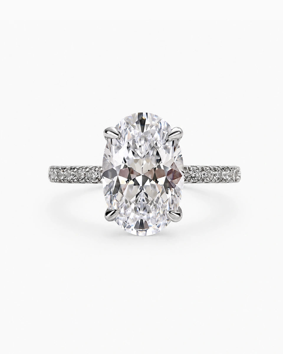 Elara Oval Cut Engagement Ring in Sterling Silver