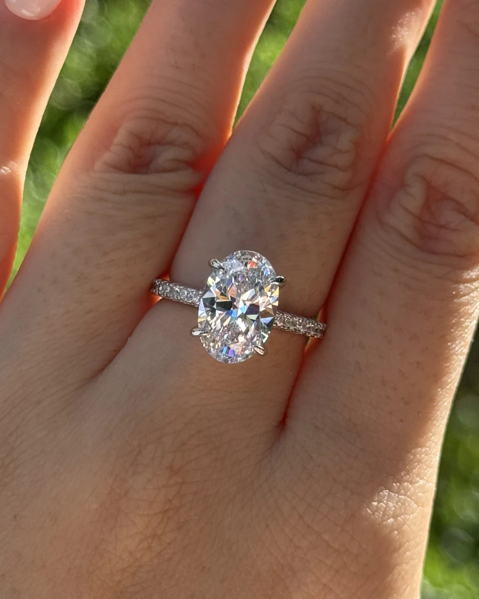 Elara Oval Cut Engagement Ring in Sterling Silver