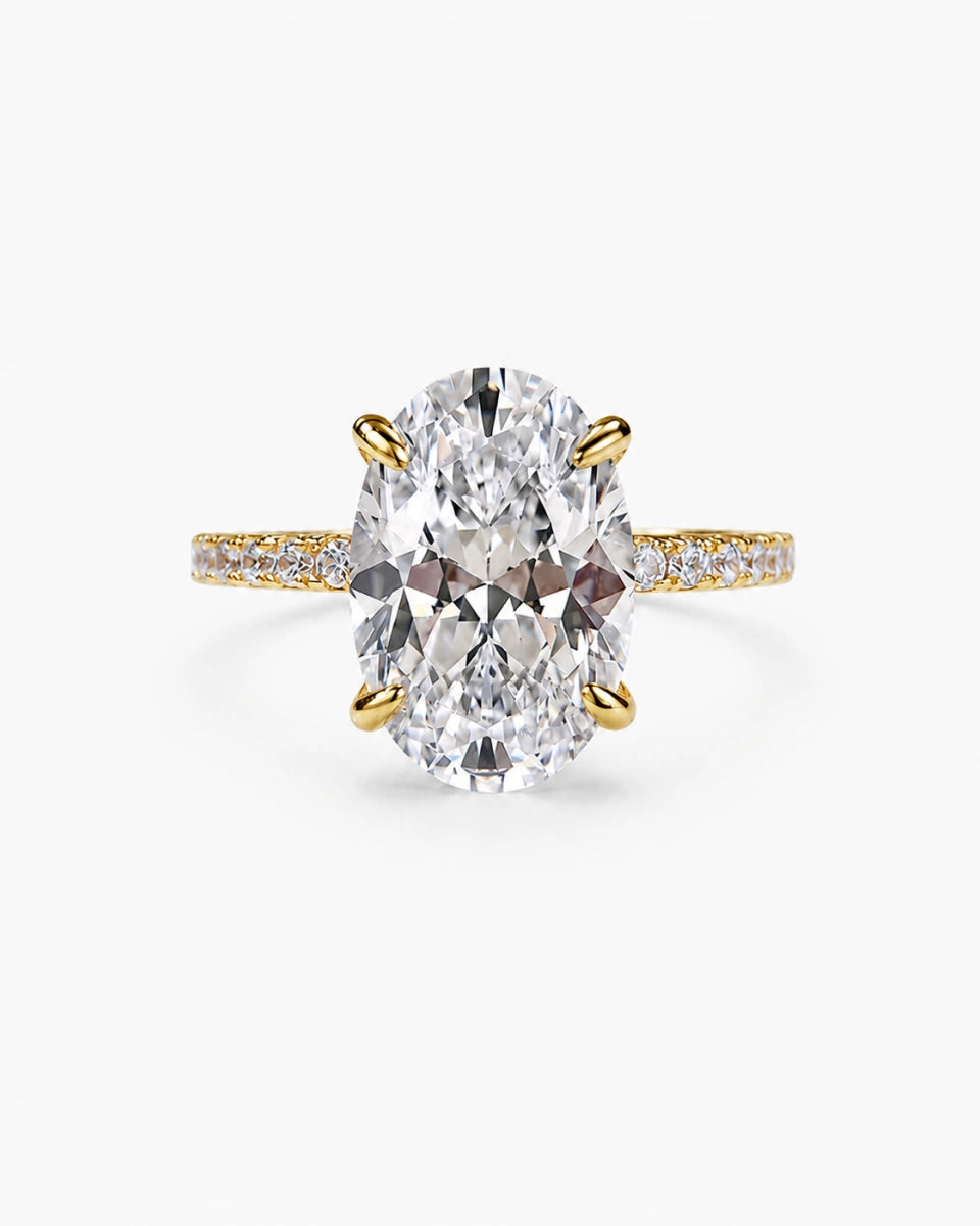 Elara Oval Cut Engagement Ring in Sterling Silver