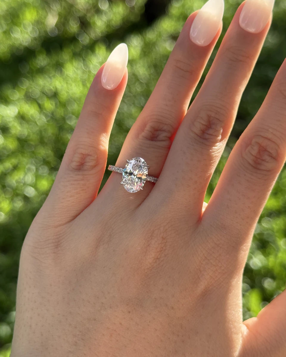 Elara Oval Cut Engagement Ring in Sterling Silver