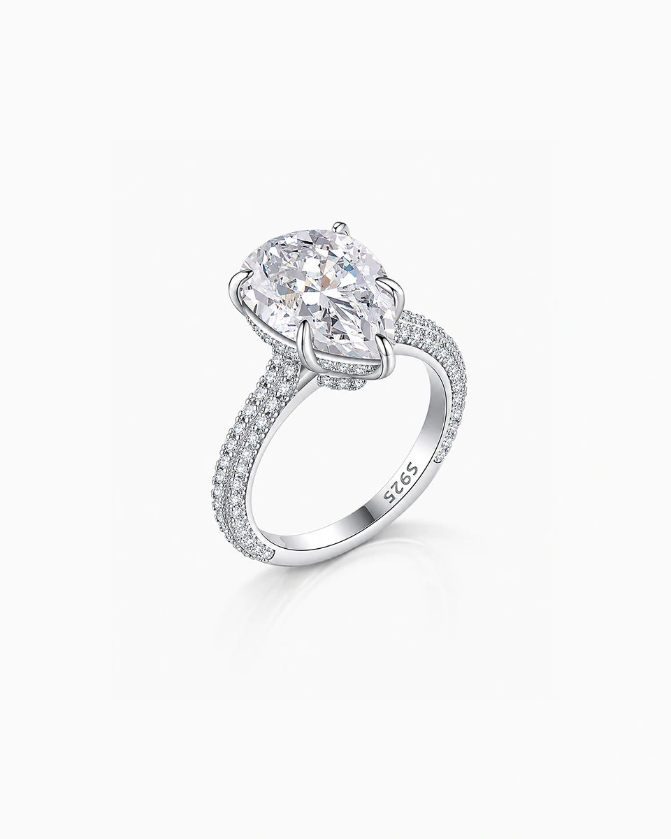 Isolde Pear Cut Pavé Ring in Sterling Silver