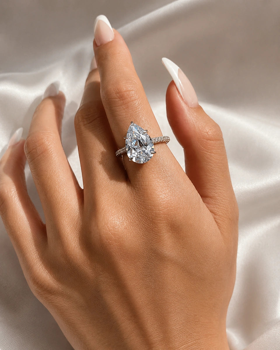 Isolde Pear Cut Pavé Ring in Sterling Silver