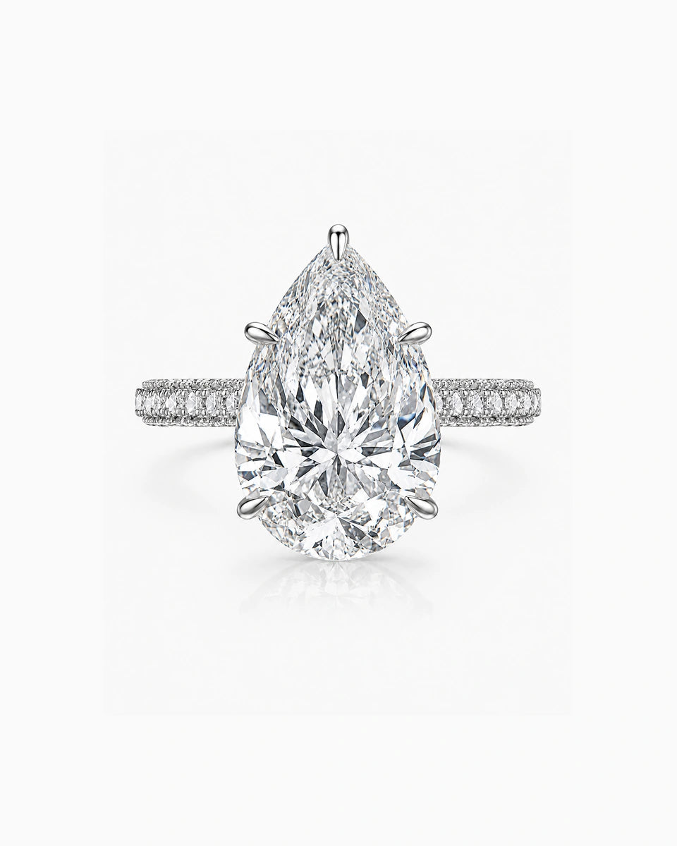 Isolde Pear Cut Pavé Ring in Sterling Silver