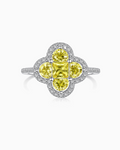 Solene Yellow Mixed Cut Clover Ring in Sterling Silver