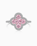 Rosalie Pink Mixed Cut Clover Ring in Sterling Silver