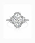 Amara Mixed Cut Halo Ring in Sterling Silver