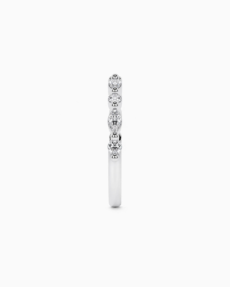 Adeline Marquise & Round Cut Wedding Band in Sterling Silver