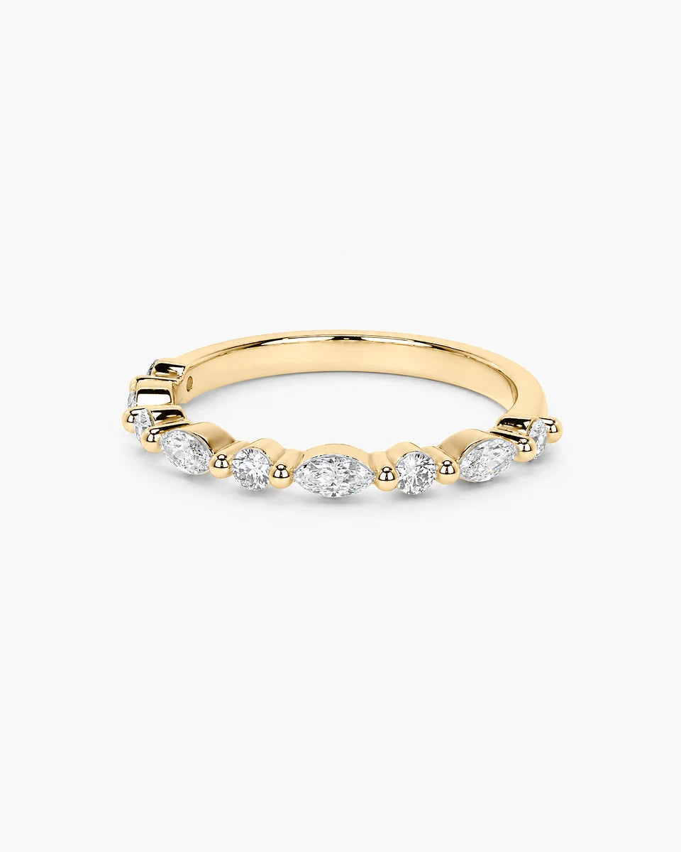 Adeline Marquise & Round Cut Wedding Band in Sterling Silver