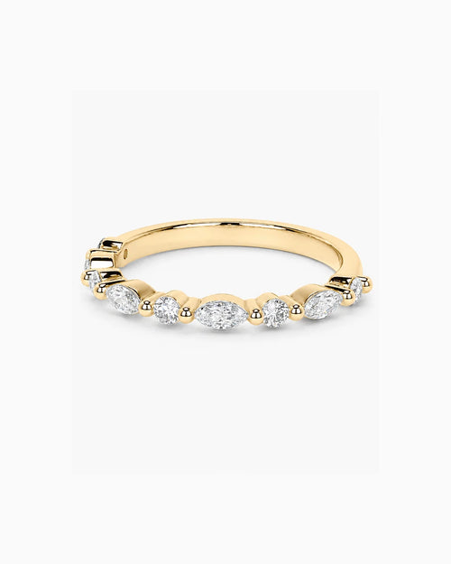 Adeline Marquise & Round Cut Wedding Band in Sterling Silver