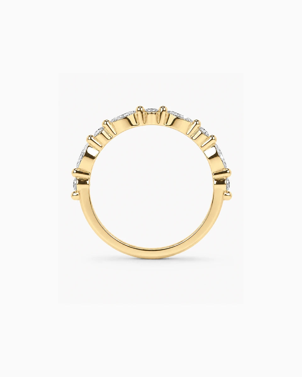 Adeline Marquise & Round Cut Wedding Band in Sterling Silver
